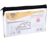 ARK PVC Clear Pencil Case for Exams, Transparent Pencil Case with Zipper for Usage in School Home Office and Travel. Blue, Black and Red Pack of 3