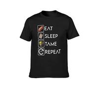 Ark Survival Evolved Eat Sleep Tame Repeat T-Shirt Mens Balck Tees Unisex Shirt M