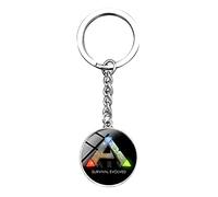 Ark Survival Evolved Long Key Chains Game Ark Logo Sign Dinosaur Glass Dome Metal Keychains Women Men Souvenir Jewelry