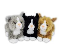 Ark Toys Fluffy Soft Toy Cat/Kitten - Black, Grey or Ginger & White - 30 cm - One Chosen at Random