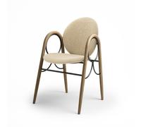 Arkade Dining Chair Frame In Black Metal and Oak With Upholstery In Cream 0019