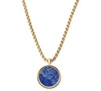 Arkai by Trendhim | Lapis Lazuli Round Pendant Necklace | For Men | 2.6mm Box chain | Gold-tone and Royal blue Stainless Steel | Lapis lazuli Pendant | Polished Finish