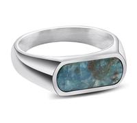 Arkai by Trendhim Signet Ring Men | Silver Stainless Steel Ring with Larimar Stone Inlay | Danish Design | Statement Men’s Jewellery for Everyday & Occasions
