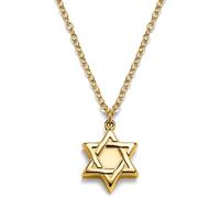 Arkai by Trendhim | Star of David Necklace | For Men | 1.5mm Cable chain | Gold-tone Stainless Steel | Polished Finish | Religious Motif