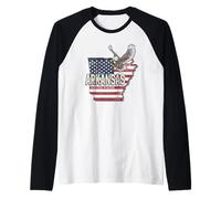 Arkansas in United States with Map Vintage USA Souvenir Raglan Baseball Tee