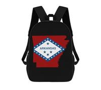 Arkansas Map Flag Funny 17" Backpack Lightweight Daypack Laptop Bag for Travel Hiking Camping