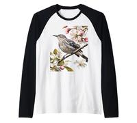 Arkansas Northern Mockingbird Surrounded by Apple Blossom Raglan Baseball Tee