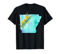 Arkansas Pride Watercolor Sunflower Floral Flower Design Value Graphic T-Shirt, Men, Black, L