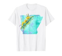 Arkansas Pride Watercolor Sunflower Floral Flower Design Value Graphic T-Shirt, Men, White, S