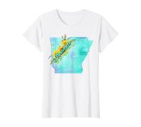 Arkansas Pride Watercolor Sunflower Floral Flower Design Value Graphic T-Shirt, Women, White, M