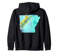 Arkansas Pride Watercolor Sunflower Floral Flower Design Zip Hoodie
