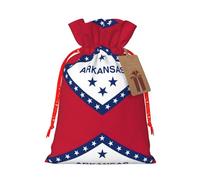 Arkansas State Flag Print Christmas Burlap Gift Bag With Drawstring, Present Small Favor Pouch For Birthday Parties-S Size