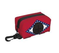 Arkansas State Flag print Dog Poop Bag Holder Doggie Waste Bag Dispenser Small Doggy Zipper Pouch with Carabiner Clip