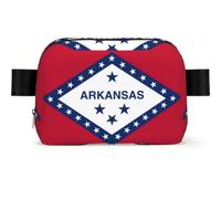 Arkansas State Flag Print Unisex Waist Bag Wear-Resistant Belt Bag Hip Bag with Adjustable Strap for Hiking and Travel