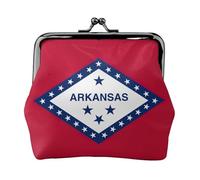 Arkansas State Flag Printed Microfiber PU Leather Wallet Kiss Lock Mini Pouch for Lipstick Key Change Organization