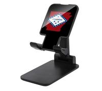 Arkansas State Map Flag Plastic Phone Stand Folding Adjustable Mobile Holder Compatible with All Smartphone