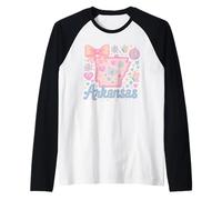 Arkansas State Preppy Coquette Bow Pastel Aesthetic Raglan Baseball Tee
