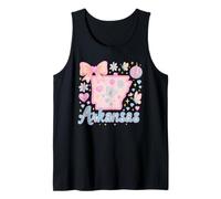 Arkansas State Preppy Coquette Bow Pastel Aesthetic Tank Top
