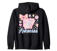 Arkansas State Preppy Coquette Bow Pastel Aesthetic Zip Hoodie