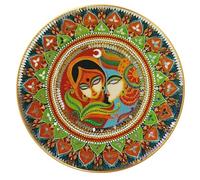 Arkasto Radha Krishna Round Wall Painting 24x24 Inch | Traditional Folk Mandala Painting on MDF Board | Spiritual Vastu Wall Hanging for Living Room & Bedroom | Indian Home Decor & Gift Item