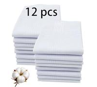 ARKBAODAN 16x16 Inch Handkerchiefs for men 100% Soft Cotton White Hankie handkerchief bulk father's day gifts, White, 16'' x 16''