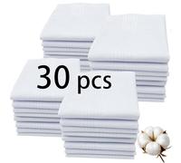 ARKBAODAN 30PCS Handkerchiefs for men 100% Soft Cotton White Hankie handkerchief 16x16 bulk, White, 16" x 16"