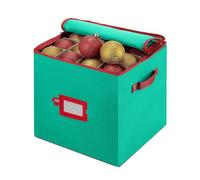 ArkCamp Christmas Ornament Storage Box with 64 Compartments, 4-Tier Structure and Dividers, Plus Removable Lid for Safe Organisation of Fragile Baubles and Xmas Decorations Green