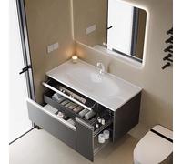 ARKCHIU Bathroom Vanity - Floating Bathroom Vanity with Sinks, Includes Drawers, Smart Mirrors, Wall Mouted CabinetGrey,90cm/36in