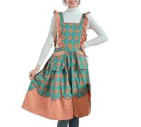ARKCHIU Cotton Aprons with Pocket, Womens Aprons Adjustable for Cooking Kitchen Baking GardeningGreen,One Size