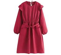 ARKCHIU Cute Aprons Dress for Women with Pockets, Long Sleeve Apron for Kitchen Cooking Baking GardeningRed,One Size