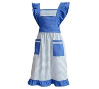 ARKCHIU Pinafore Apron Dress Japanese Cotton Cross Back Apron for Women with 3 Pockets for Cooking GardeningBlue,One Size