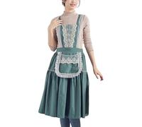 ARKCHIU Vintage Pinafore Apron Dress for Women with Pockets, Cotton Aprons for Cooking, Baking, GardeningGreen,One Size