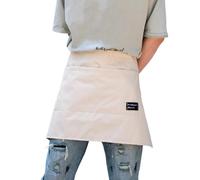 ARKCHIU Waitress Aprons with 2 Pockets - Waist Aprons for Women Men with Extra Long Straps for Bistro BartenderBeige,One Size