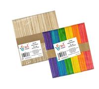 arkCRAFT 2 x 50 Lollipop Craft Sticks 114 x 10 x 2mm (Natural+Coloured)
