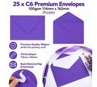 Arkcraft 25 X C6 Premium Envelopes 100Gsm 114mm X 162mm (Purple)