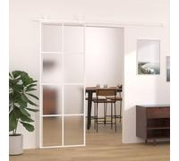 ARKEM Aluminum Frame Barn Door Panel, Modern Interior Door Kit for Office Kitchen Living Room Shower Door room Dividers,Sliding Door Frosted ESG Glass and Aluminium 76x205 cm White
