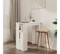 ARKEM Bar Table with Shelf High Gloss White 102x50x103.5 cm Engineered Wood,Pub Dining High Table with Storage Shelf, Kitchen Table for Kitchen, Dining Room, Living Room