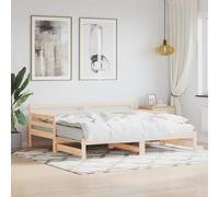 ARKEM Bed Single,Trundle Bed Frame Single,Bed Frame Pull Out Bed (Trundle Bed Single, No Mattress),Daybed with Trundle 90x200 cm Solid Wood Pine