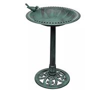 ARKEM Bird Bath with Decorative Bird,Bronze Effect Bird Bath Pedestal Outdoor Table Durable Water Weatherproof Resin Garden Patio Decking Ornament