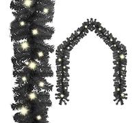 ARKEM Christmas Garland with LED Lights 10m Black, Artificial Xmas Wreath Front Door Garland for Fireplaces Stairs Home Decorated Christmas Ornament Decor