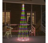 ARKEM Christmas Tree on Flagpole 310 LEDs 300 cm, Multicolour LED Lights with Star, Indoor Tree Lights
