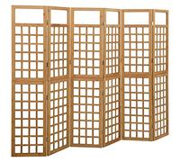 ARKEM Freestanding Wall Privacy Screen or, Paravent Partition Separator for Living Room, Bedroom and Office,6-Panel Room Divider/Trellis Solid Fir Wood 242.5x180 cm