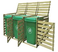 ARKEM Garden Wheelie Bin Hideaway Waste Bin,Storage Shed w/Locking Doors Assisted lift up Lid easy use Outdoor Hygienic Dustbin Unit Cover Steel with Doors,Triple Wheelie Bin Shed 240 L Impregnated Wo