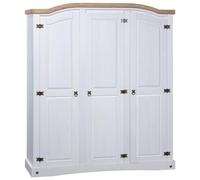 ARKEM Heavy Duty Clothes Storage,Dust Proof Drawers for Bedroom,Wardrobe Mexican Pine Corona Range 3 Doors White