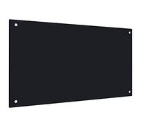 ARKEM Kitchen Backsplash Black 90x50 cm Tempered Glass,Tempered Glass Splashback for Kitchen, Toughened Glass Heat Resistant Splashbacks for Cookers - Pre-Drilled Holes with Fixing