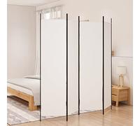 ARKEM Panel Room Divider, Tall Folding Privacy Screen Wall Dividers, Portable Privacy Screen Freestanding Room Divider for Room Separation,4-Panel Room Divider White 200x200 cm Fabric