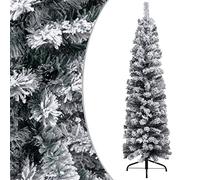 ARKEM Slim Artificial Christmas Tree with Flocked Snow Green 120 cm PVC,Artificial Christmas Tree Hinged Spruce Xmas Tree,Foldable Metal Stand for Home/Office Holiday Decoration Indoor & Outdoor