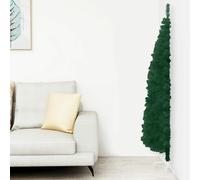 ARKEM Slim Artificial Half Christmas Tree with Stand Green 150 cm,Artificial Christmas Tree Hinged Spruce Xmas Tree,Foldable Metal Stand for Home/Office Holiday Decoration Indoor & Outdoor