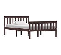 ARKEM Solid Wood Bed Bed Frame,Wood Highlights, Small Double,Bed Frame Dark Brown Solid Pinewood 120x200 cm