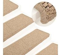 ARKEM Stair Mats Self-adhesive Sisal-Look 15 pcs 65x21x4 cm Sand,Carpet Stair Treads, Non-Slip Carpet Stair Runner with Non Skid Backing Removable Step Runners Perfect for Pets, Elders